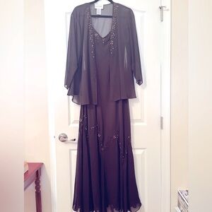 Elegant Brown Evening Gown with Jacket. David’s Bridal. Size 16 W.